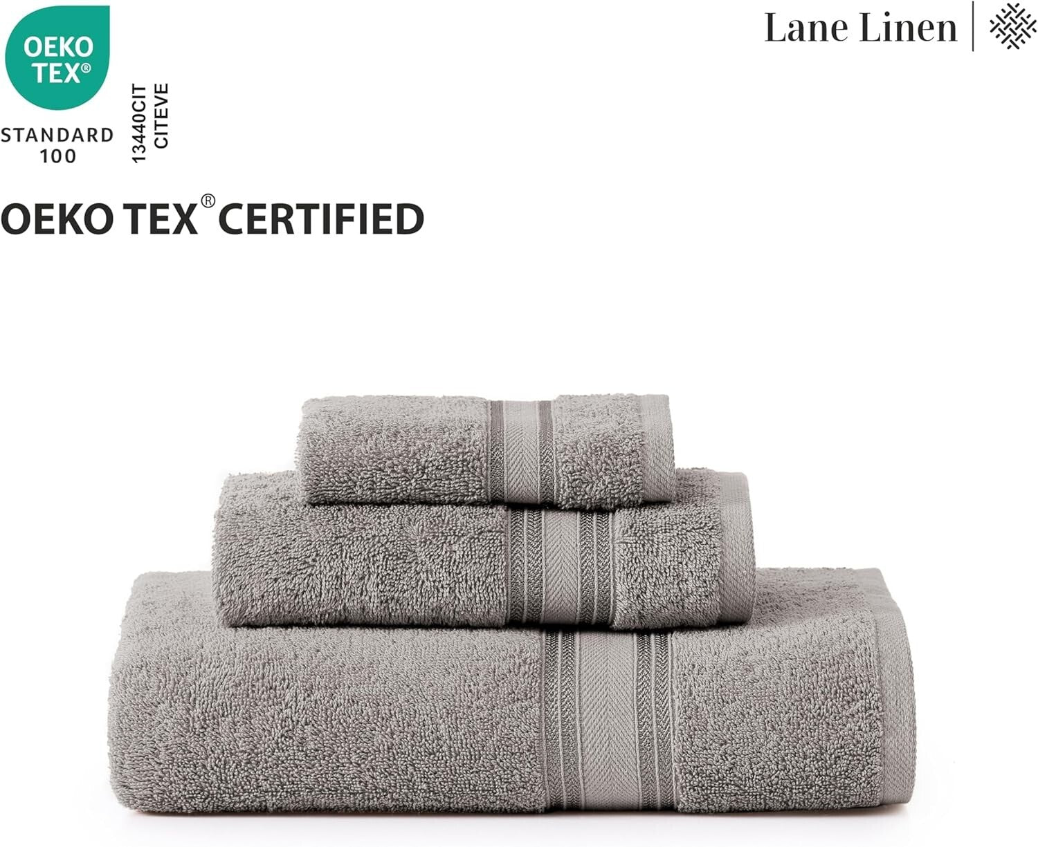 Elegant Space Grey 12-Piece Bath Towel Set - Luxurious 100% Cotton Collection