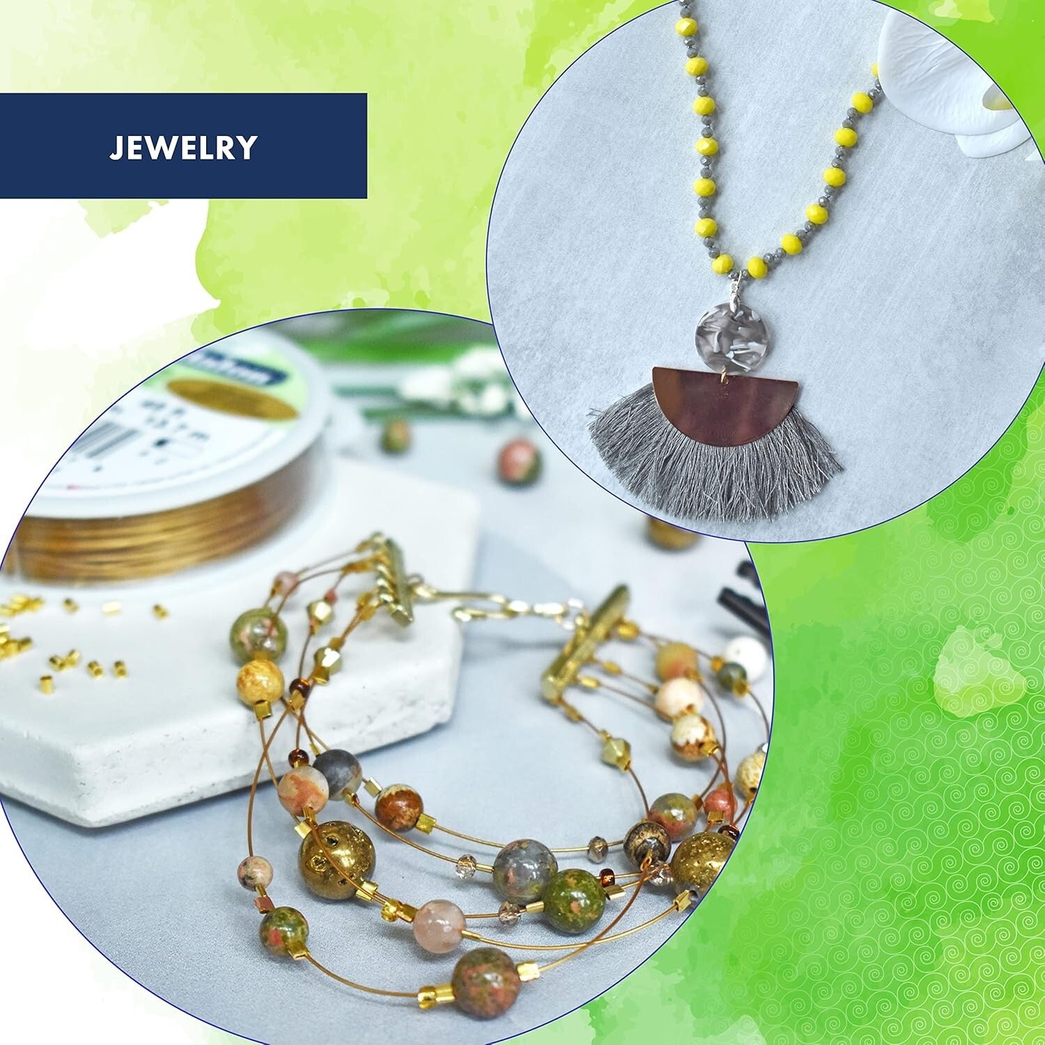 Durable Satin Gold Bead Stringing Wire, 0.024 in, 7-Strand for Crafting Elegance