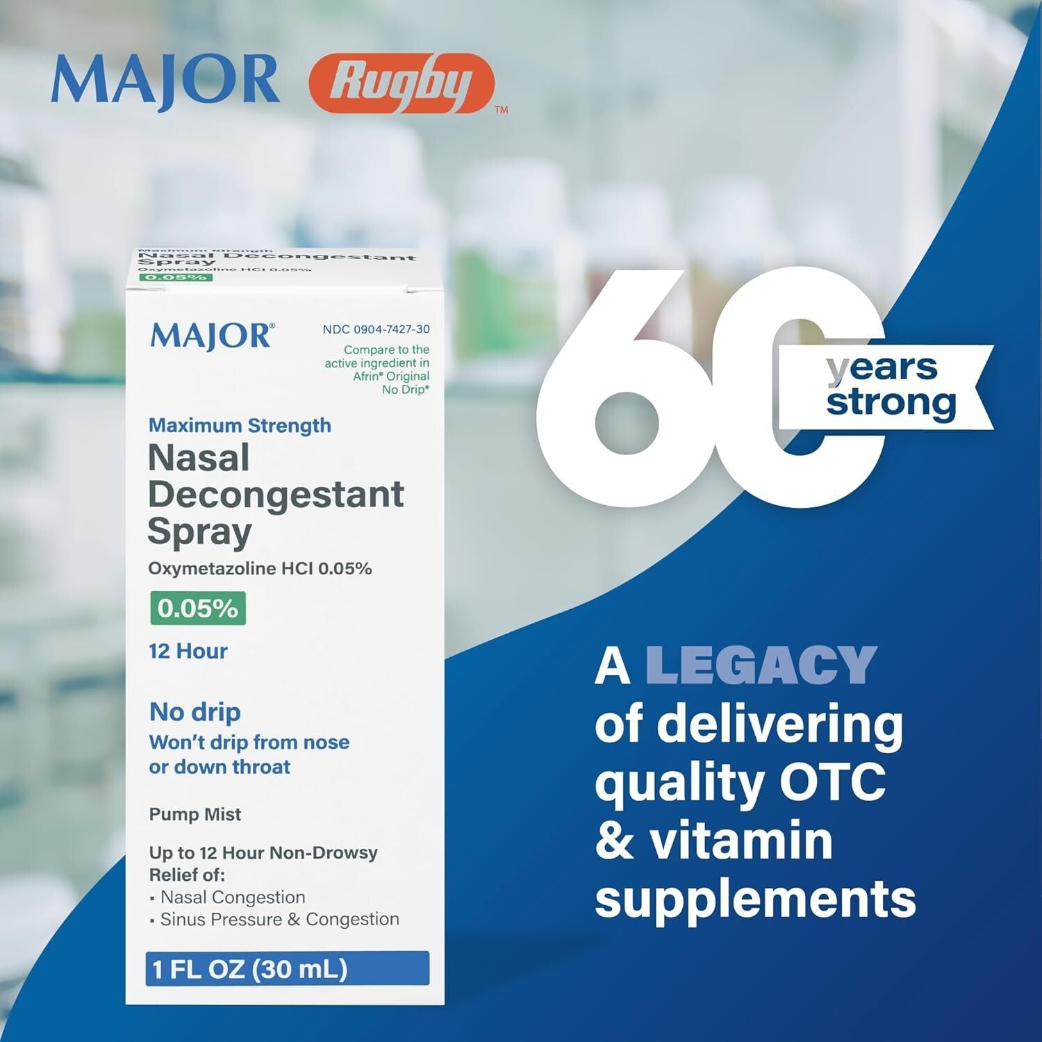 12-Hour Nasal Decongestant Spray - Oxymetazoline Hydrochloride 0.05% - Family...