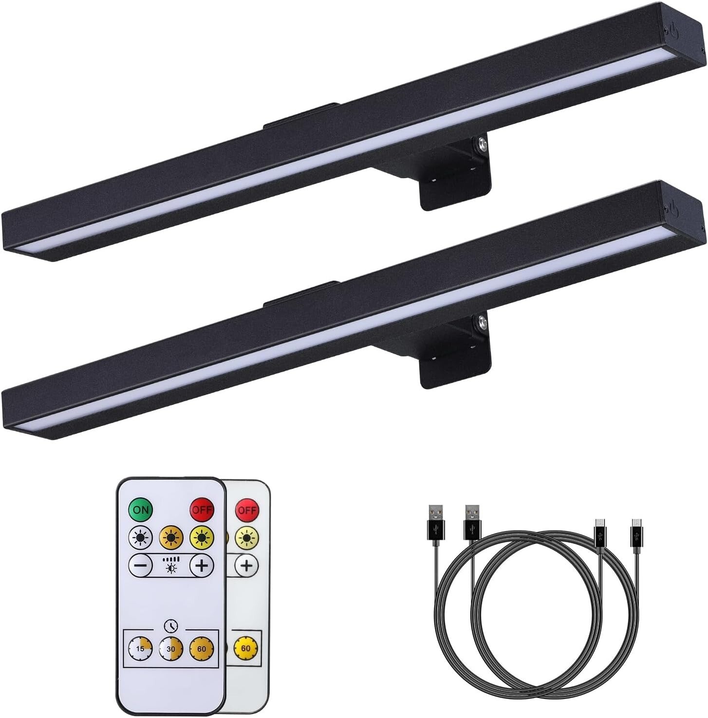 Rechargeable Battery-Operated LED Picture Light with Timer - 3 Colors, 2-Pack