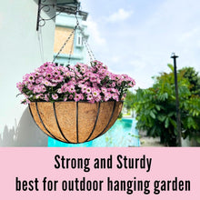 Load image into Gallery viewer, Rust-Resistant 20" Black Metal Wire Hanging Planter with Coco Liners - Set of 2