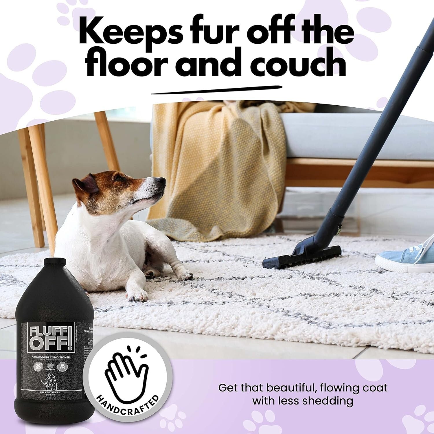 Fluff Off! Natural Deshedding Conditioner for Dogs - 1 Gallon, 32 Gallons Use