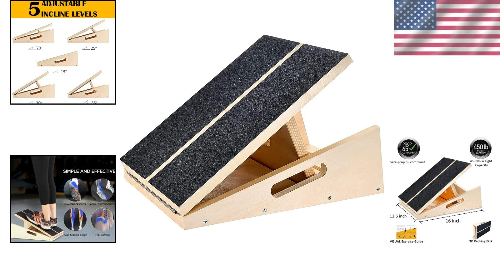 Ergonomic Slant Board for Calf Stretching - Effective Injury Prevention Tool