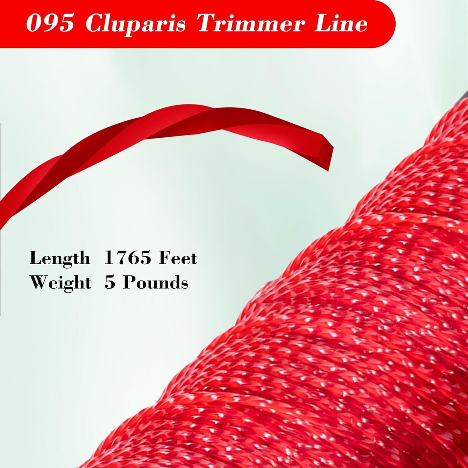 .095-Inch Twist Trimmer Line - 5LB Red Nylon for Gasoline-Powered Trimmers