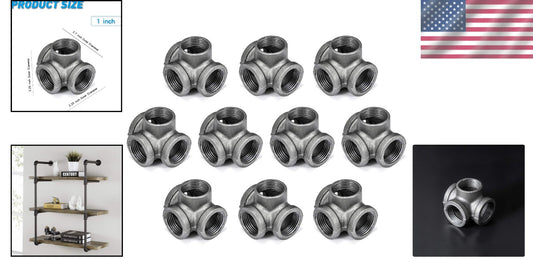 Durable 1" Malleable Iron 4-Way Tee Pipe Fittings for Modern Furniture Design