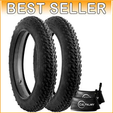 Load image into Gallery viewer, Heavy-Duty 20” Fat Bike Tires &amp; Tubes with Knobby Tread - Ideal for Any Terrain