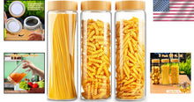 Load image into Gallery viewer, Versatile 3-Pack Airtight Glass Food Storage Canisters with Bamboo Lids - 80oz