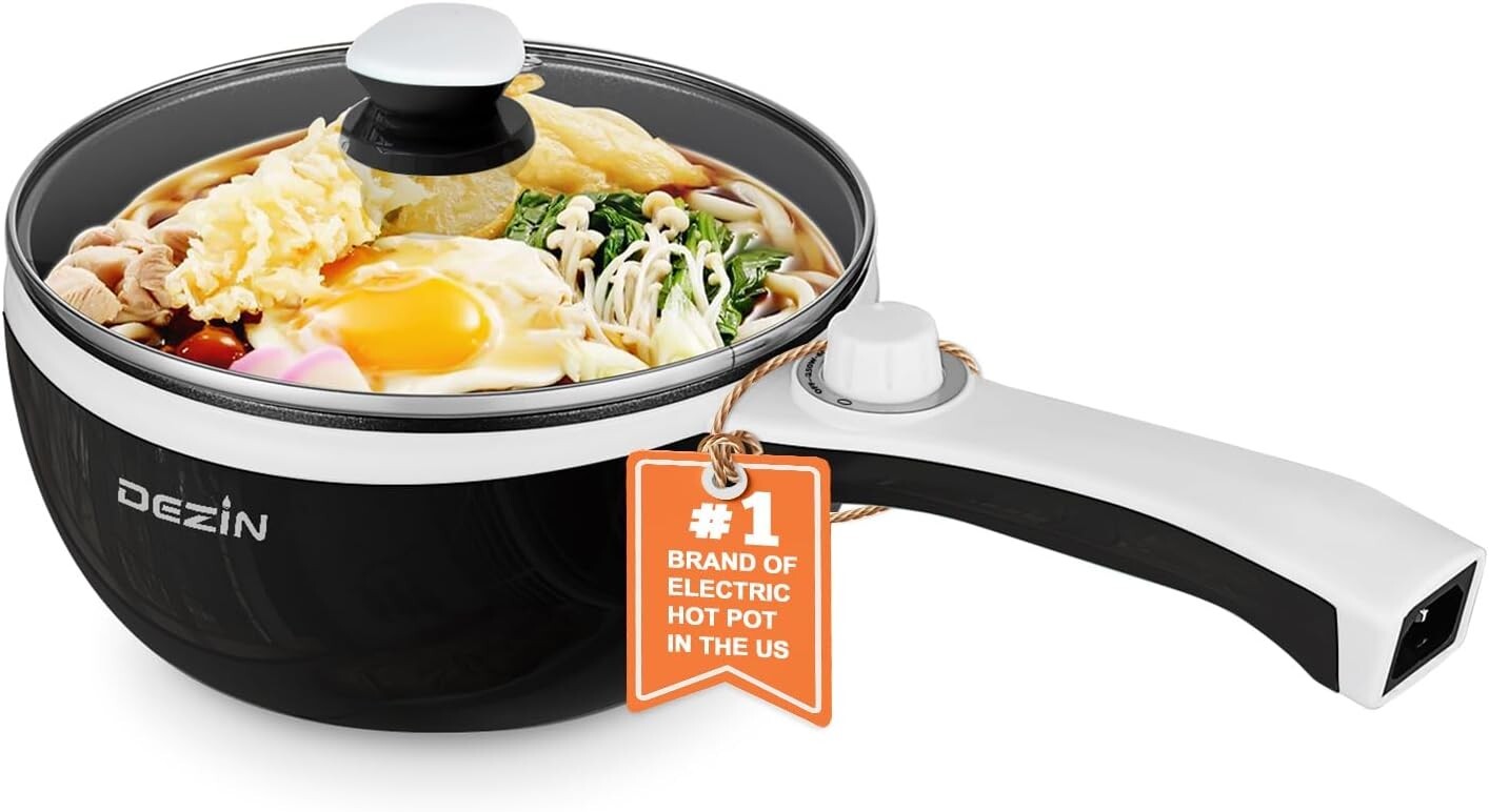 1.5L Portable Electric Hot Pot: Non-Stick Mini Sauté Pan with Power Control