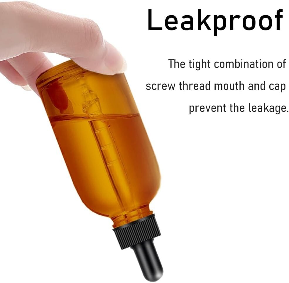 Bulk 48 Pack of 4 oz Leakproof Amber Glass Dropper Bottles with Labels & Funnels