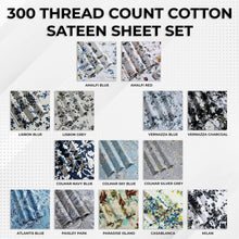 Load image into Gallery viewer, Traditional Floral King Bed Sheet Set: 300-Thread Count Cotton with Deep Pockets