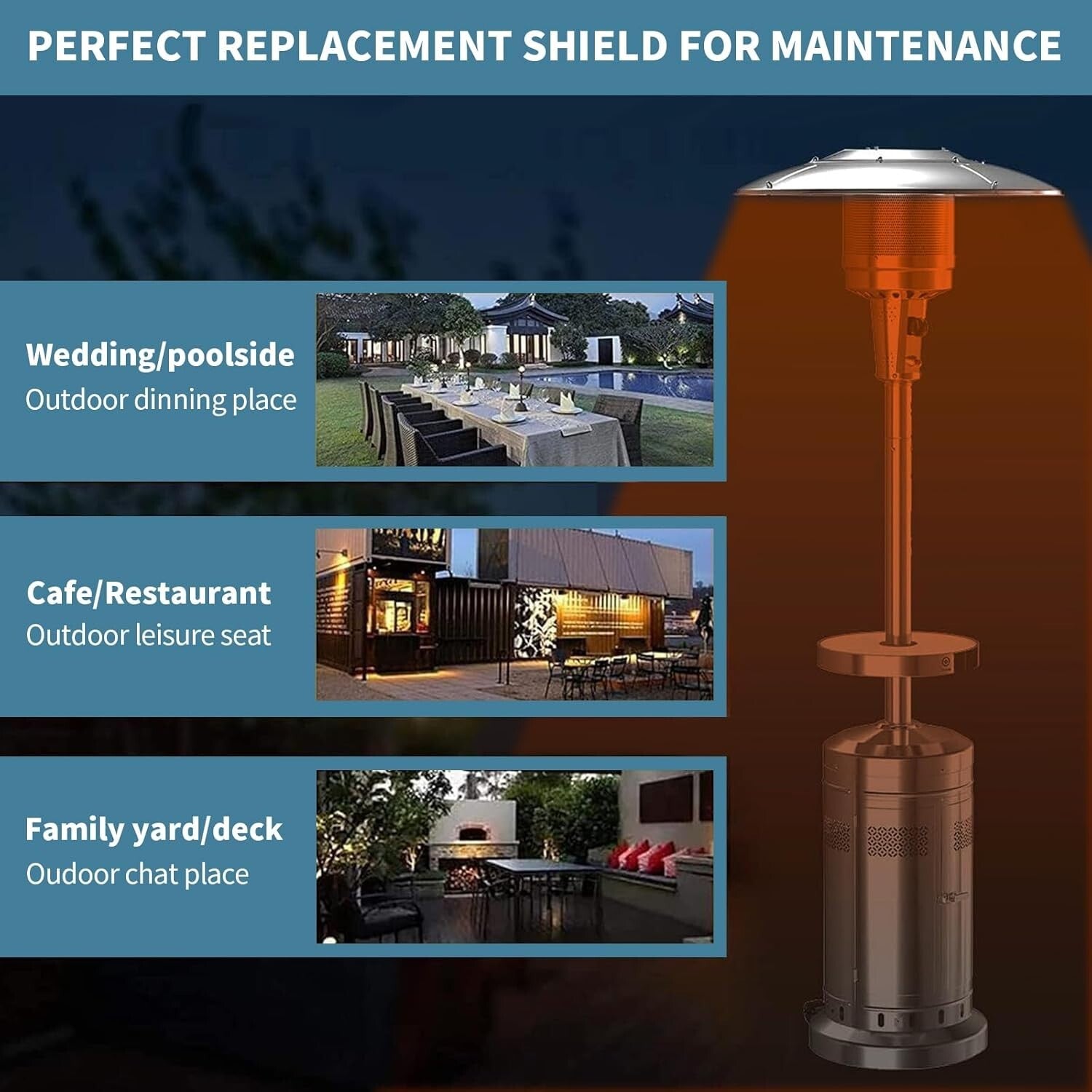 Durable Outdoor Heater Reflector Shields - 2 Universal Fit for Propane Heaters