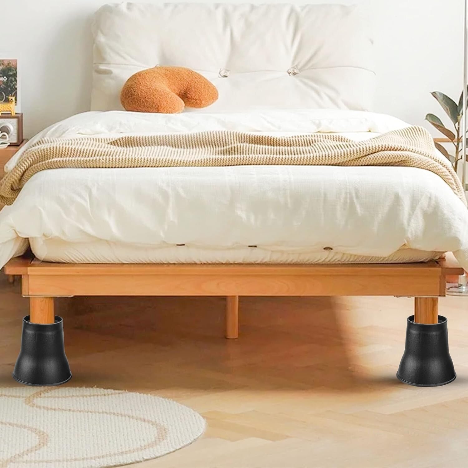 6-Inch Heavy-Duty Bed Risers - Adjustable Furniture Lifters for Dorms & Homes