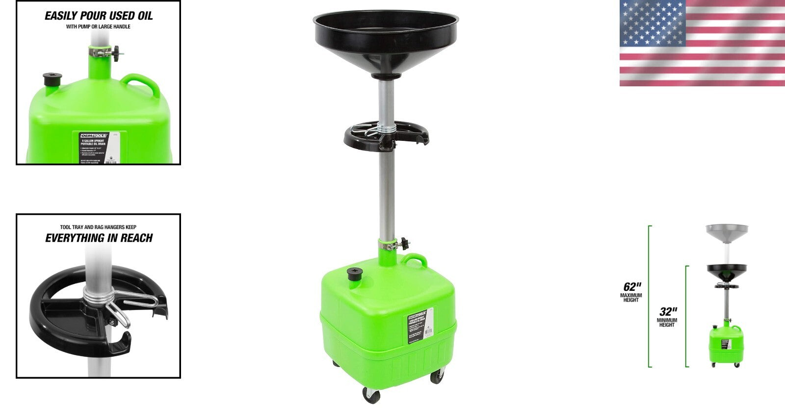 Versatile 9 Gallon Oil Catch Pan with High-Volume 17" Funnel - Easy Disposal