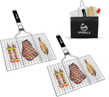 Load image into Gallery viewer, Rustproof Stainless Steel Fish Grilling Basket with Skewers &amp; Basting Brush Pack
