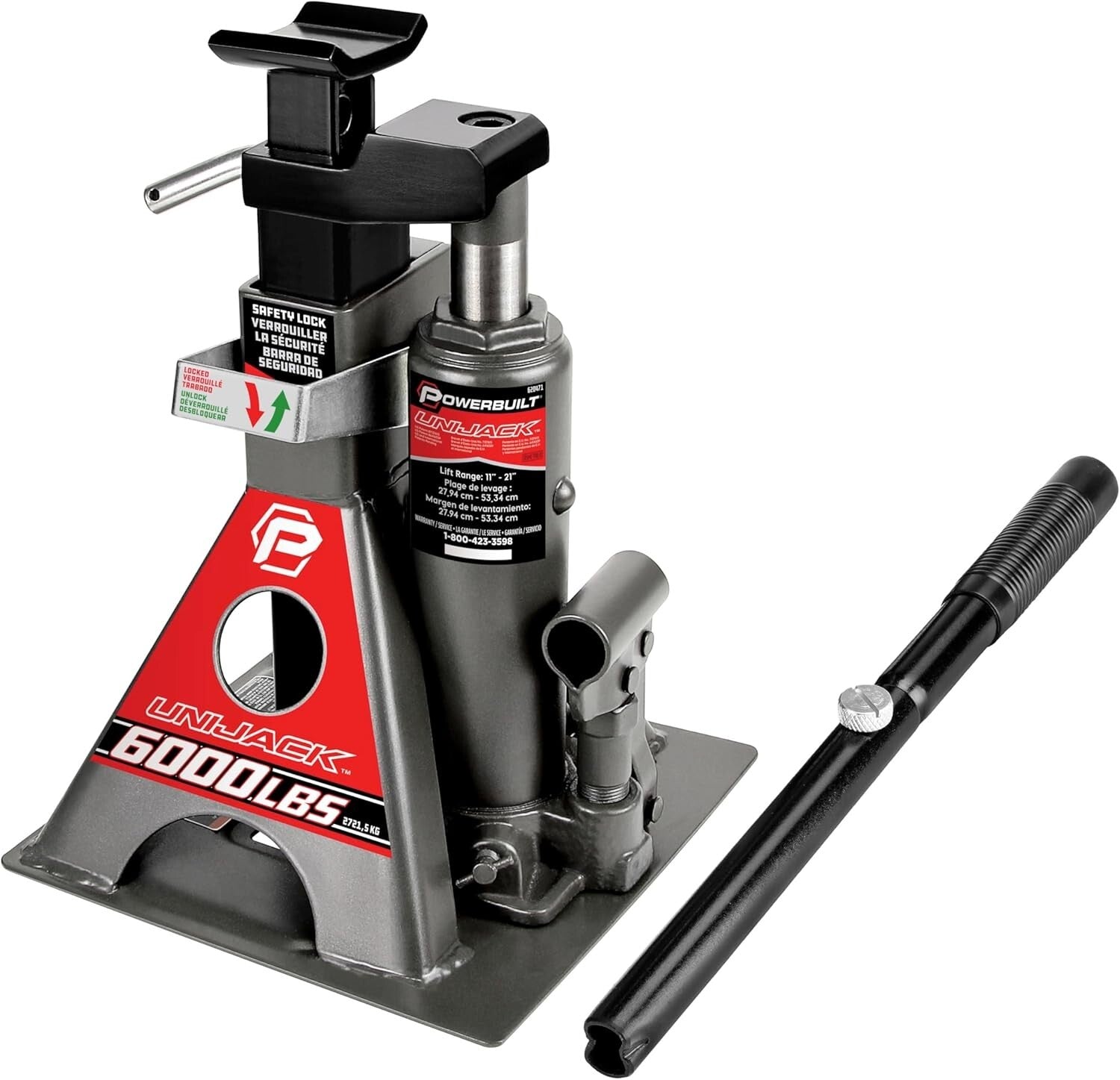 All-in-One 3-Ton Car Lift with Ratcheting Safety Bar - Wide Base for Stability