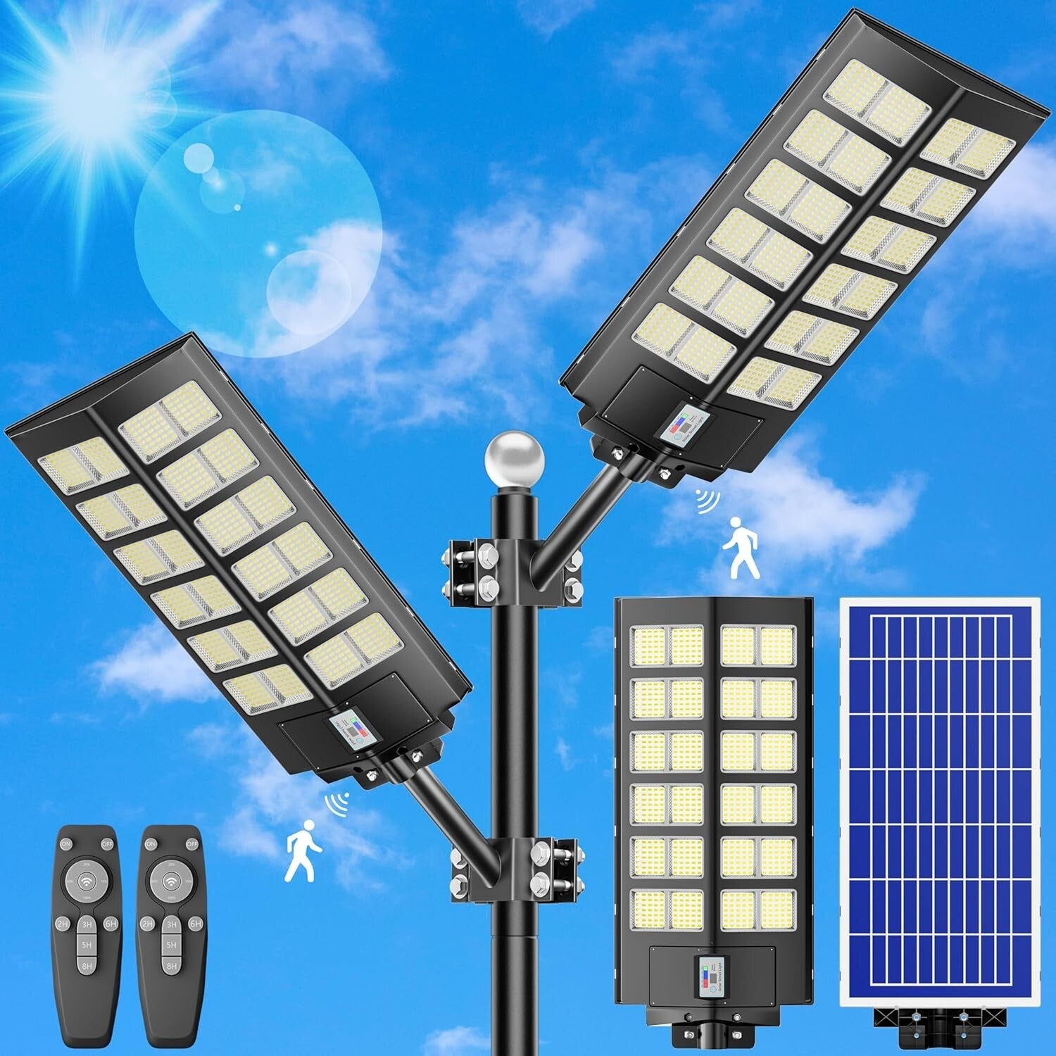 300000 Lumens Waterproof Solar Street Light Set – Motion Sensor Outdoor Lighting