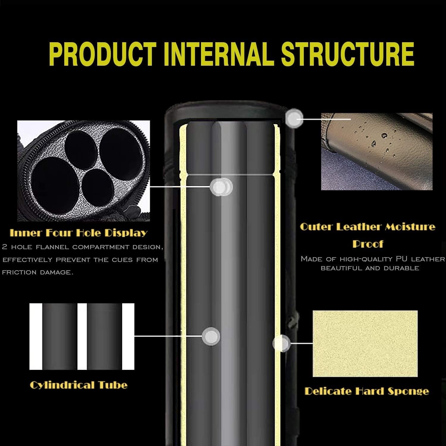 Lightweight Adjustable Billiard Cue Carrying Case for 2 Cues - Stylish Storage