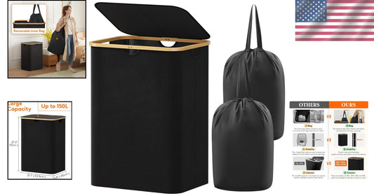 Elegant 150L Laundry Hamper with Removable Bags - Perfect for Home Organization