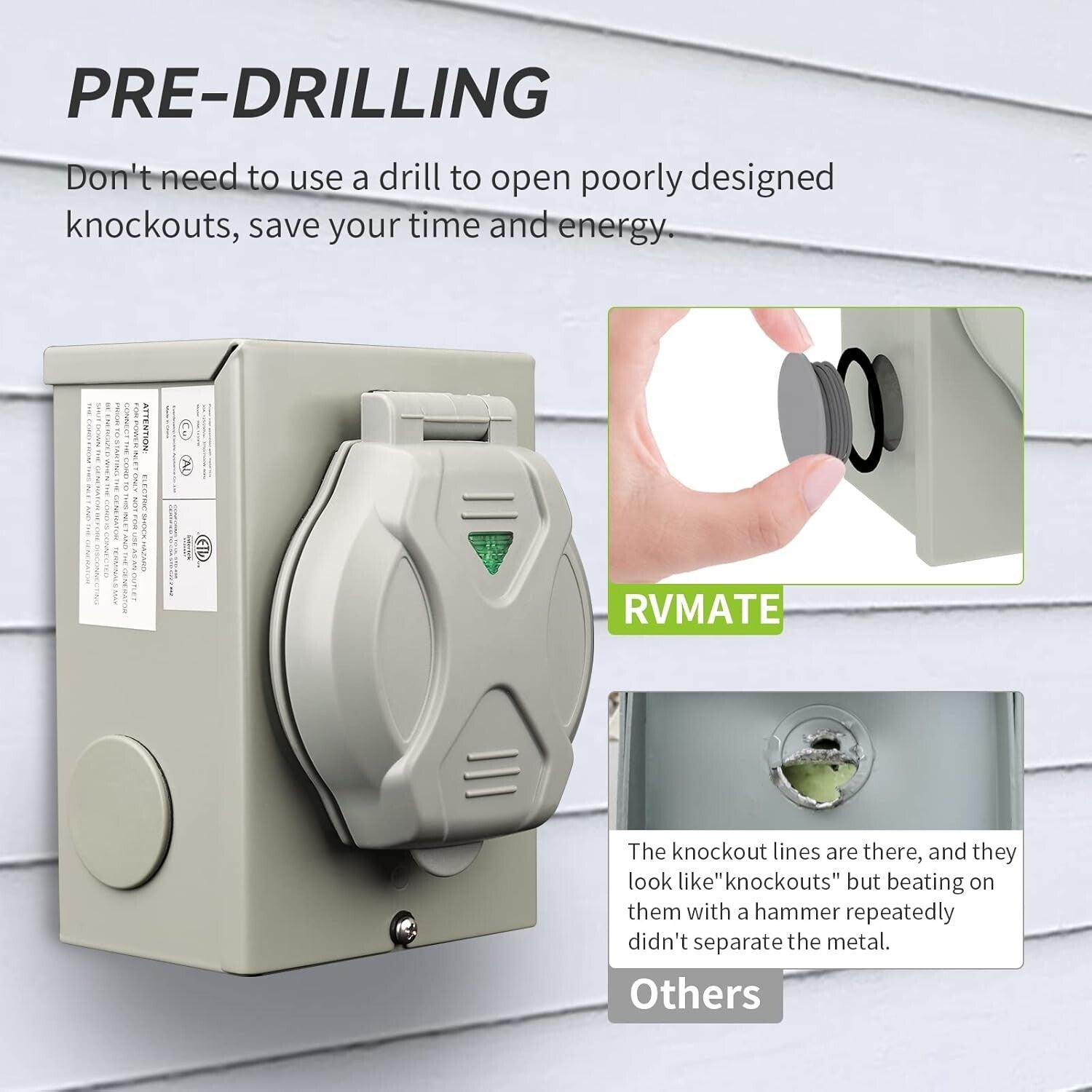 50 Amp Generator Cord 25FT with Pre-Drilled Power Inlet Box Kit, Durable & Safe