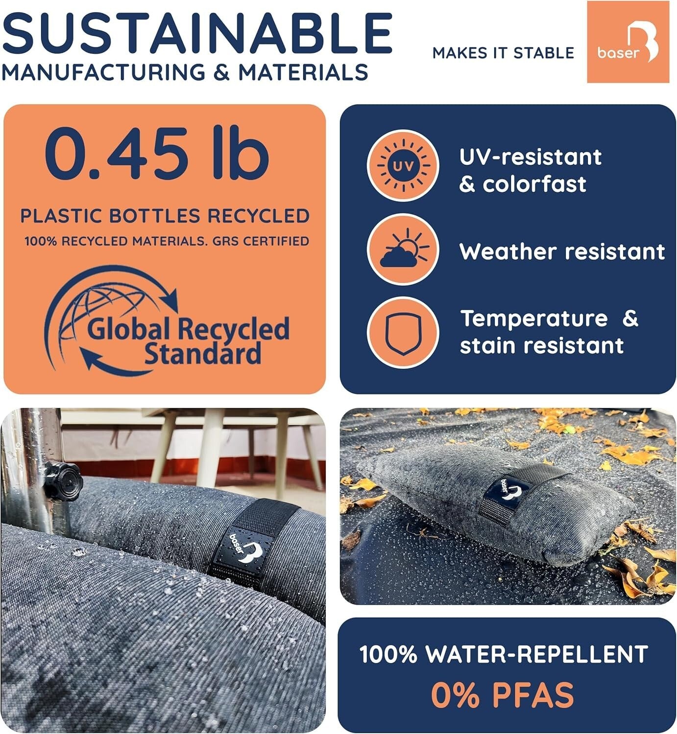 2 Fillable Straight Sandbags for Stylish Umbrella Stability - 55 LBS Each