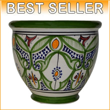 Load image into Gallery viewer, Handcrafted Moroccan Ceramic Planter with Drainage Hole - Multicolor Elegance