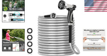 Load image into Gallery viewer, 200ft Durable Stainless Steel Garden Hose – Flexible, Non-Kinking &amp; Leak-Proof