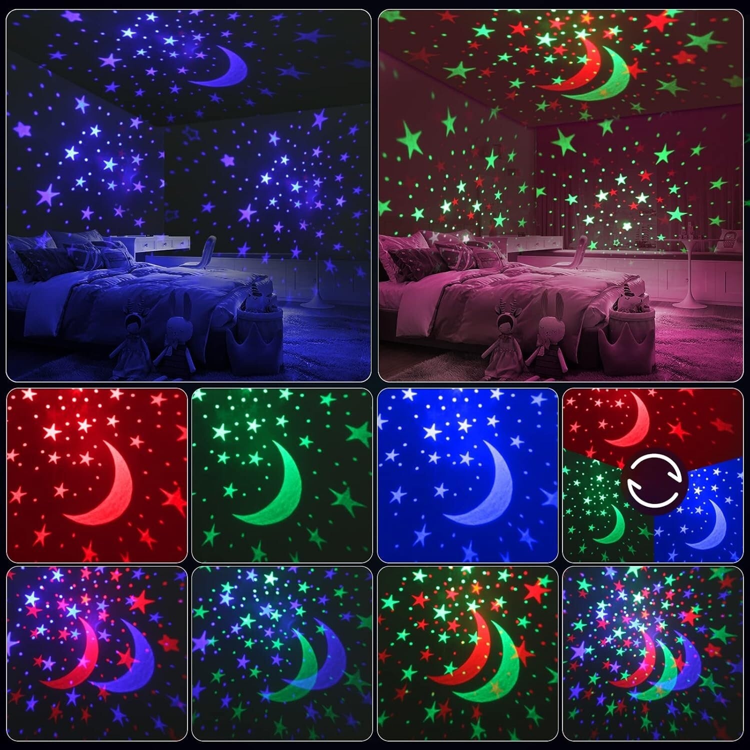 Elegant Star Projector Night Light and White Noise Machine for Kinder Sleep