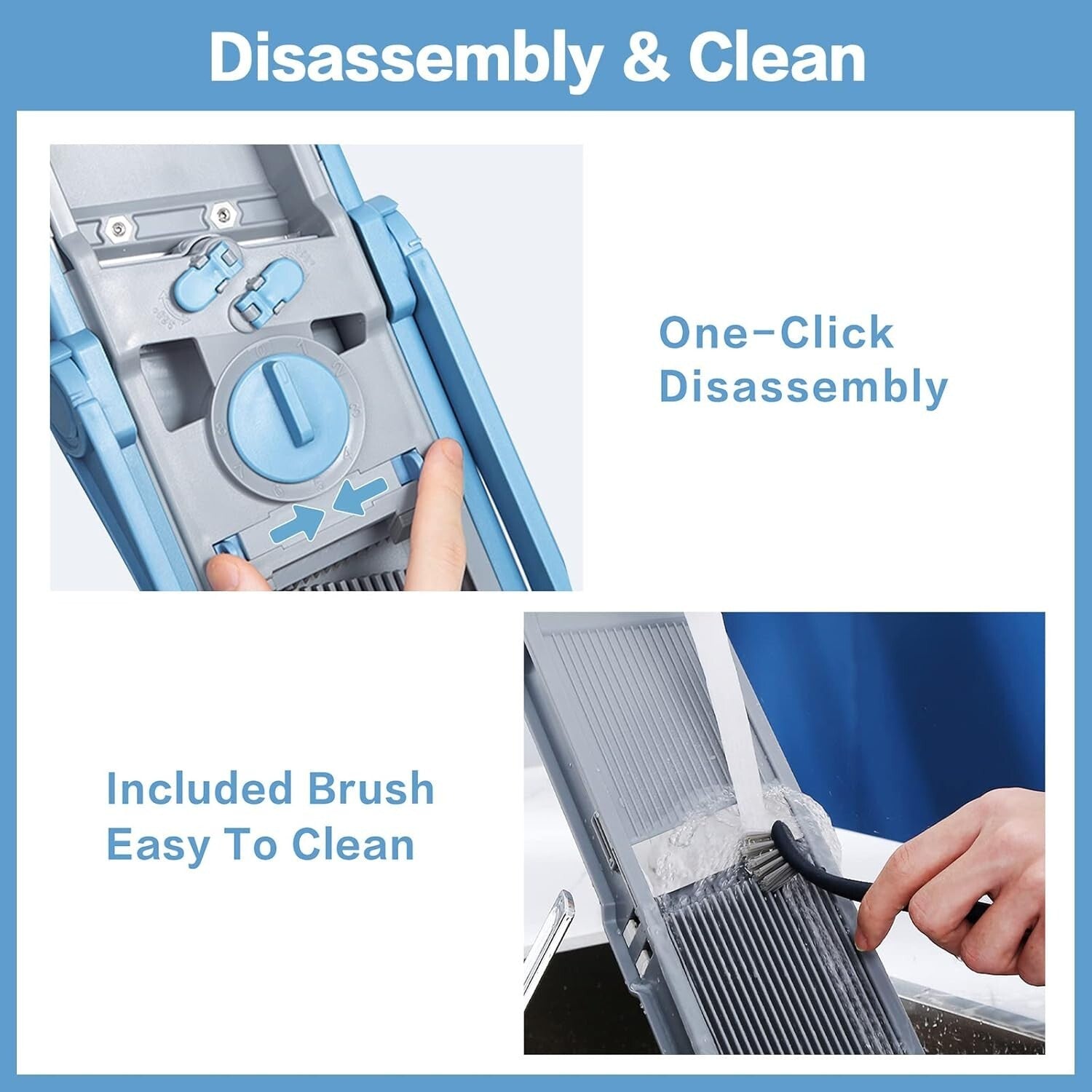 Collapsible Mandoline Slicer with Removable Stainless Steel Blades - Family Size