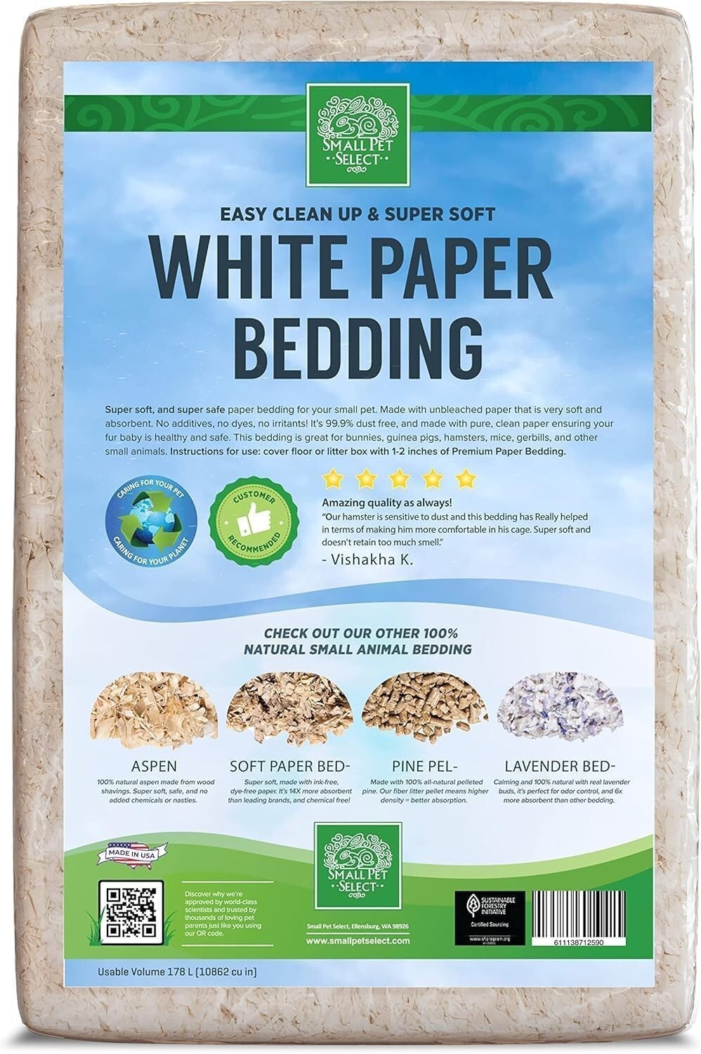 178L Jumbo Dust-Free Paper Bedding for Small Animal Habitats - Comfort & Clean