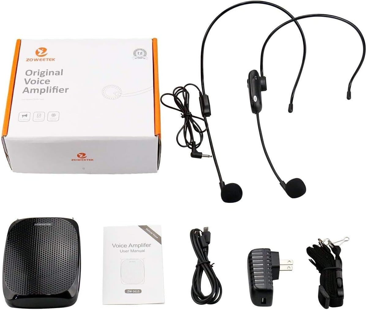 10W Teacher Voice Amplifier with UHF Wireless & Wired Microphones for Classrooms