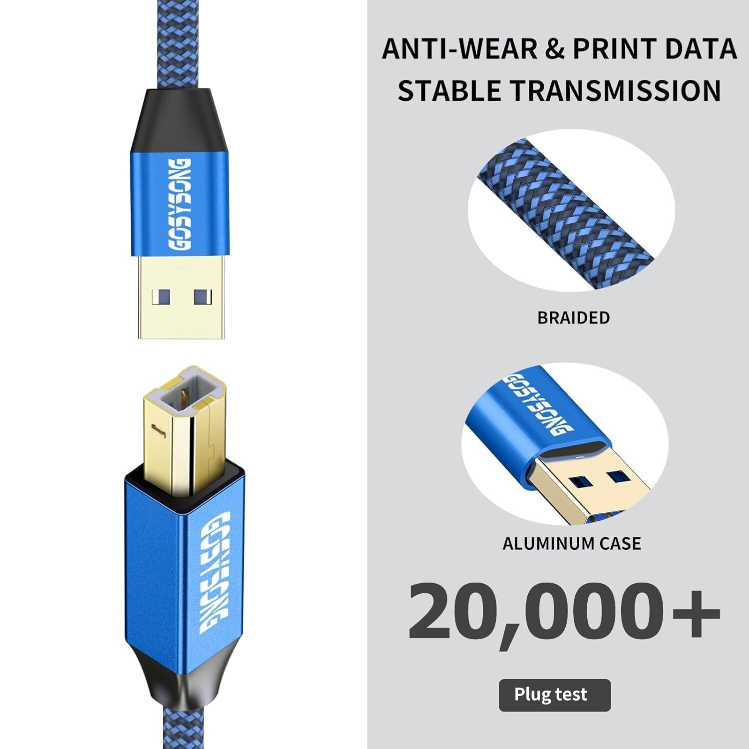 100ft USB 2.0 Type A to B Cable - High-Speed Compatibility with Multiple Devices