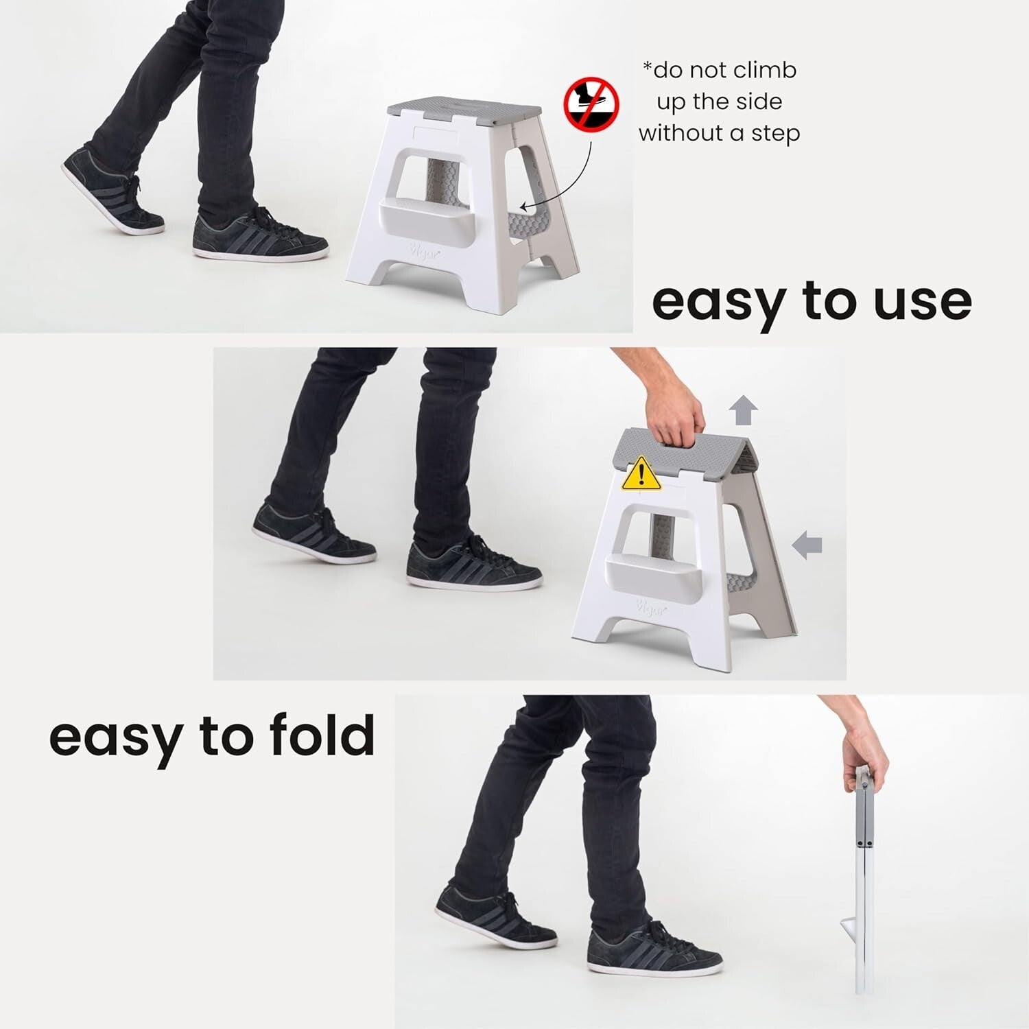 Versatile 2-Step Folding Stool for Home - Supports 330 Pounds Effortlessly