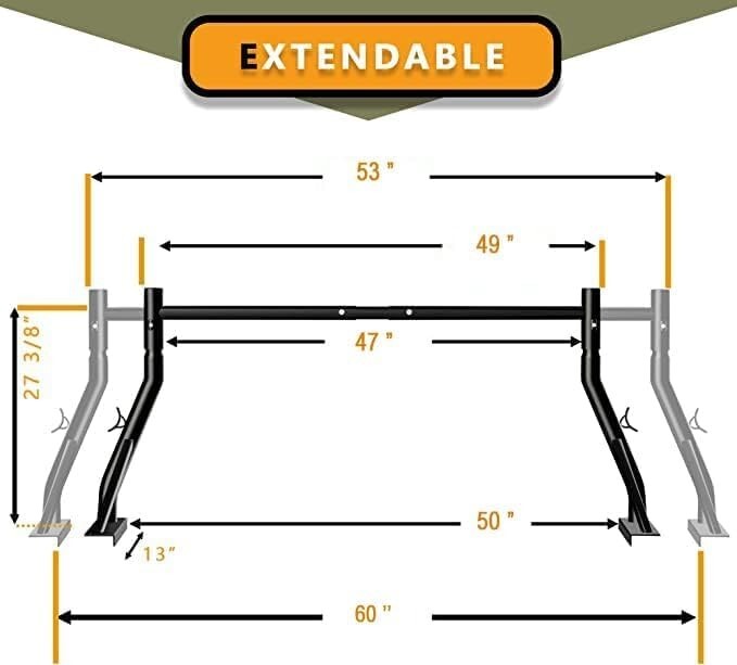 800 LB Adjustable Heavy-Duty Steel Truck Bed Rack - Perfect for Ladders & Lumber