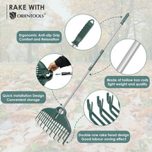 Load image into Gallery viewer, Compact Foldable Garden Rake with Ergonomic Handle - Effortless Leaf Cleanup