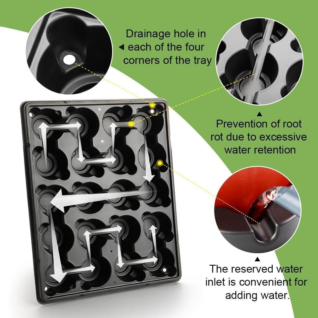 100-Pack 3 Inch Plastic Pots with 5 Seed Starter Trays - Effective Planting Kit