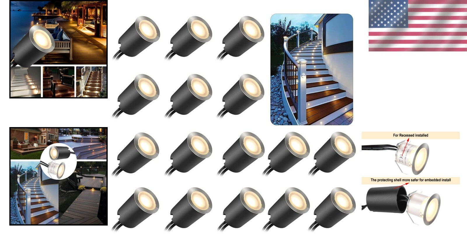 16-Pack Dimmable Outdoor LED Deck Lights φ32mm - Safe & Stylish Illumination