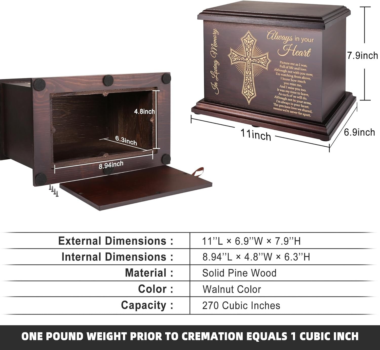 Stylish Burial Urn with Bottom Opening - 270 lbs Capacity, Perfect Memorial Gift