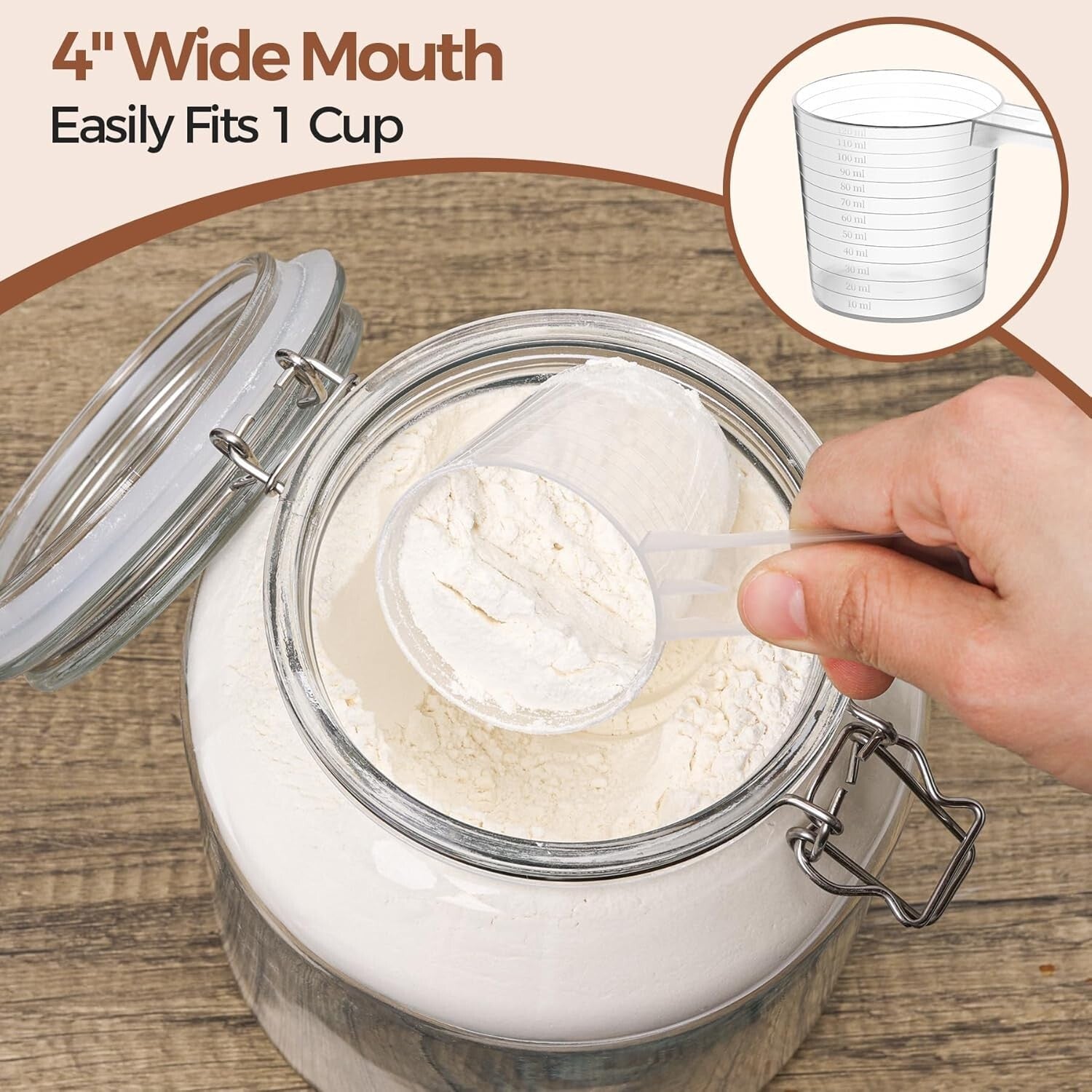 Versatile 86 oz Glass Storage Jars with Airtight Lid - Ideal for Kitchen Use