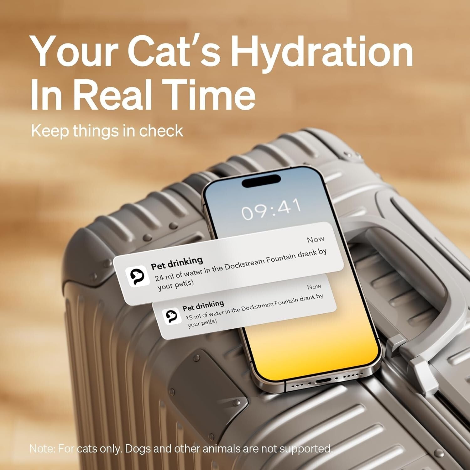 App-Enabled Pet Water Fountain - 2.5L Stainless Steel with Health Monitoring