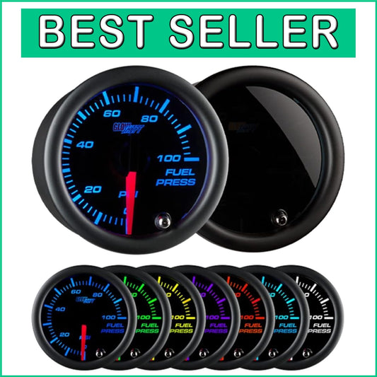 Electronic 100 PSI Fuel Pressure Gauge with Black Dial & Smoked Lens - 7 Colors