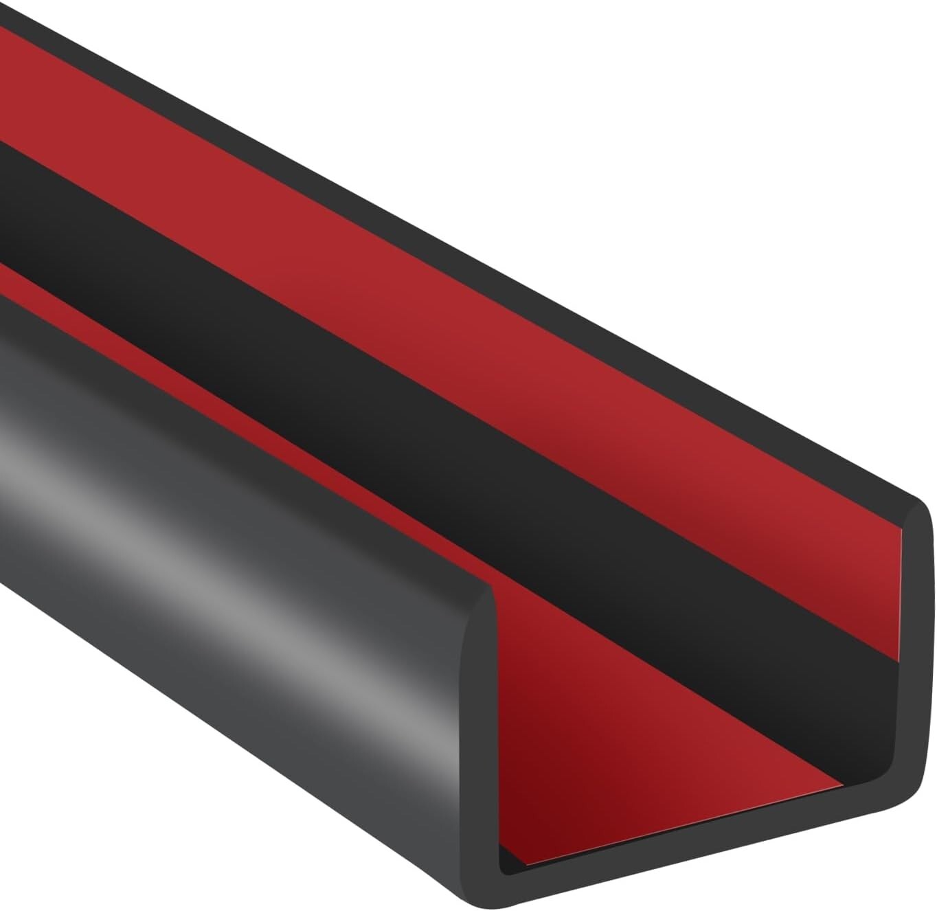 Durable Rubber U Channel Edge Protector - 20ft Black Trim for Tables & Cabinets