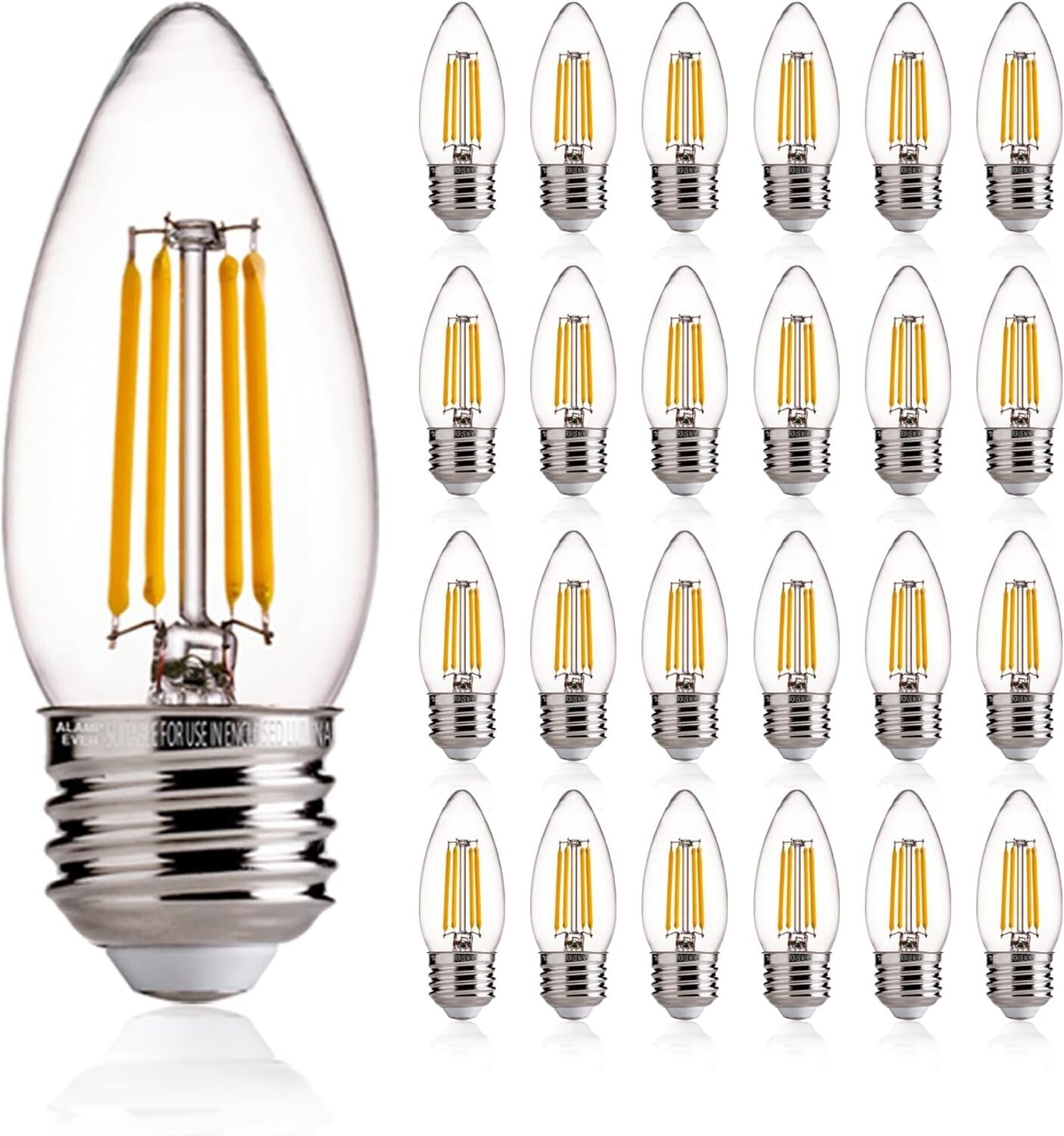 Dimmable E26 LED Candle Light Bulbs, 24-Pack - Soft White Glow for Home Décor