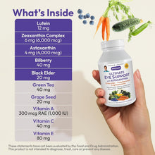 Load image into Gallery viewer, Natural Eye Vision Support - 60 Softgels with Astaxanthin, Lutein, &amp; Zeaxanthin