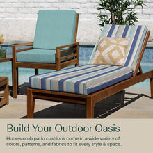 Load image into Gallery viewer, Durable Reversible Chaise Cushion for Outdoor Patios, Stripe Blue &amp; Beige, 70"L
