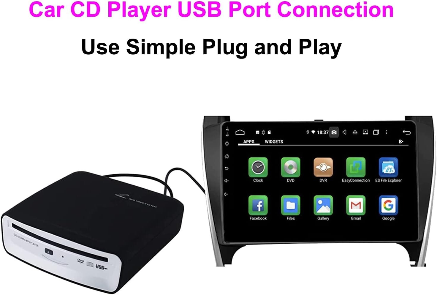 Universal Portable CD Player for Cars - Plug & Play USB for Android Navigation