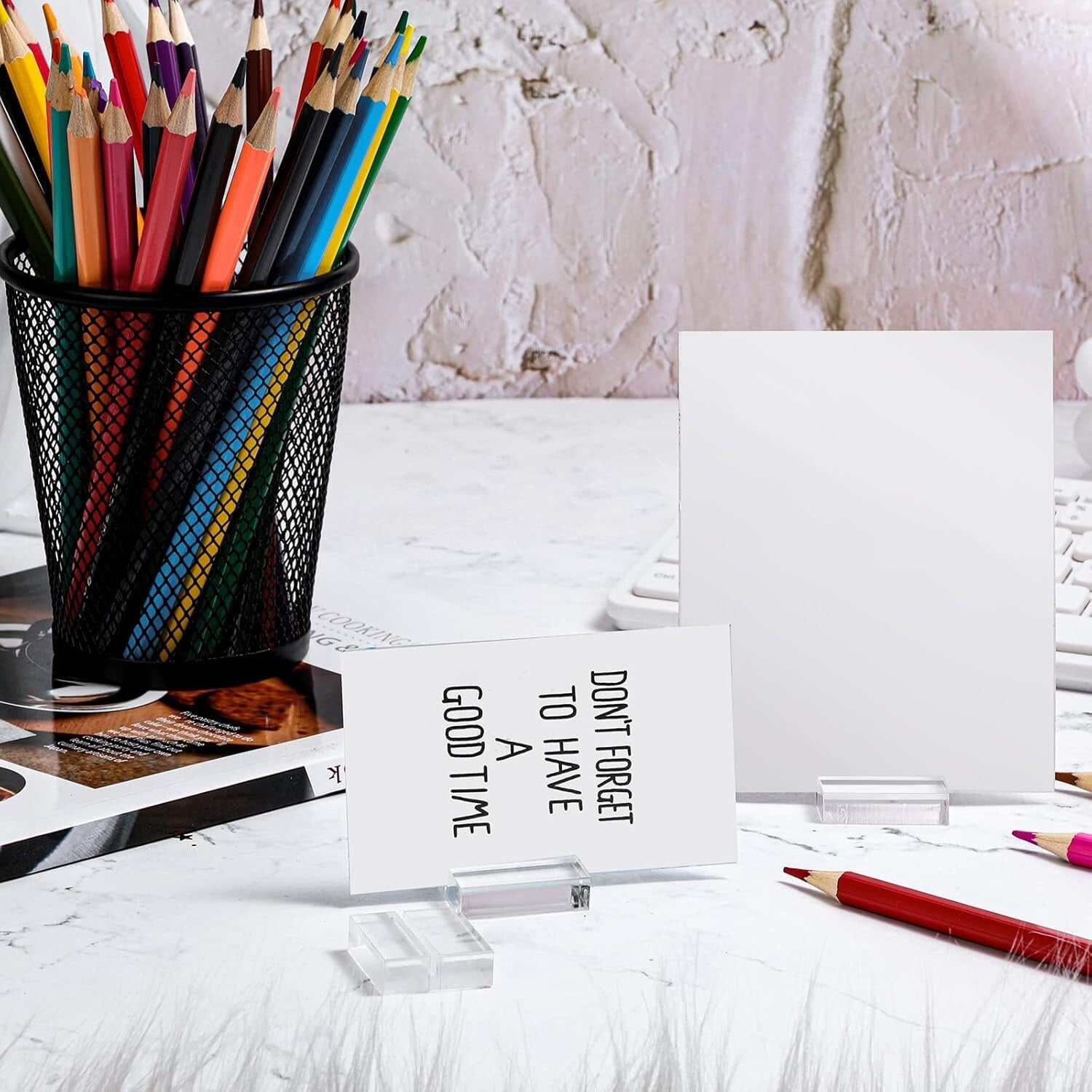 Elegant Acrylic Table Stands - 100 Pack of 1.2 Inch Card Holders for Weddings