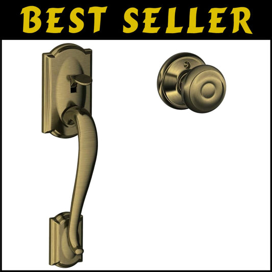 Classic Georgian Knob in Antique Brass - Ambidextrous Entry Handle 3" L x 2.9" W