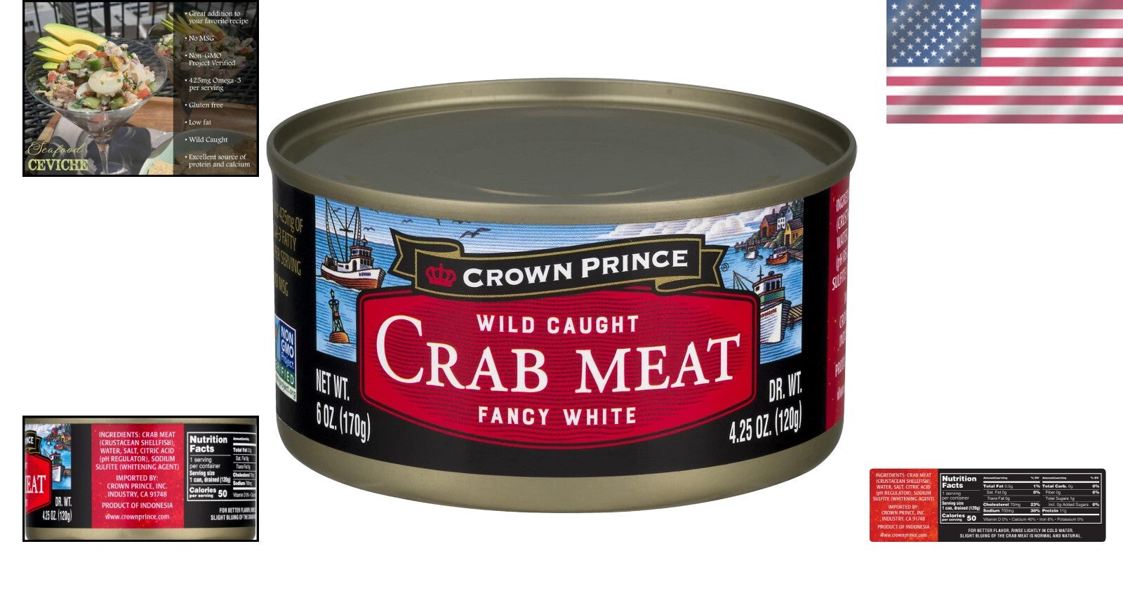 Fancy White Crab Meat Cans - 12 Pack of Wild-Caught Quality Seafood for Dishes