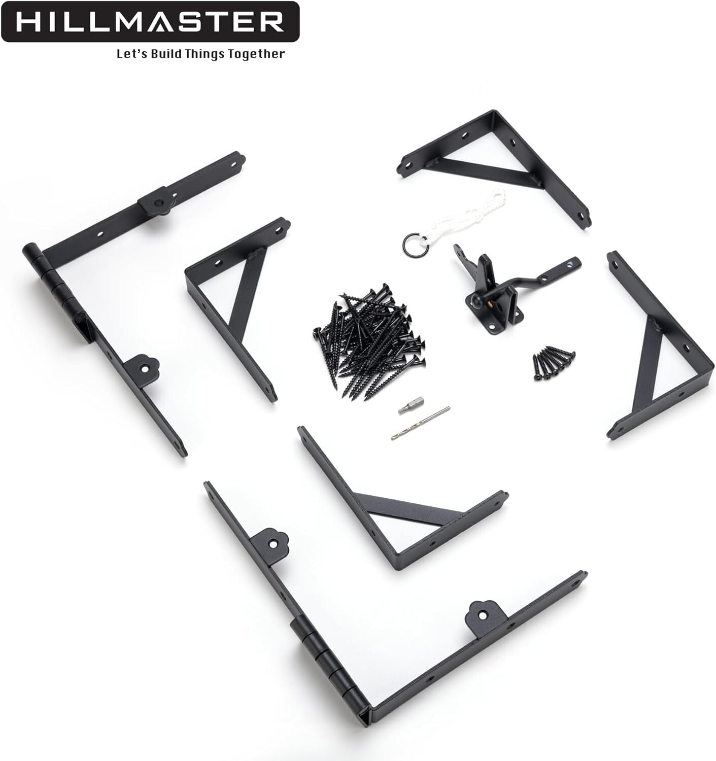 2 Set Corrosion-Resistant Adjustable Gate Kit with Heavy-Duty Brackets and Latch