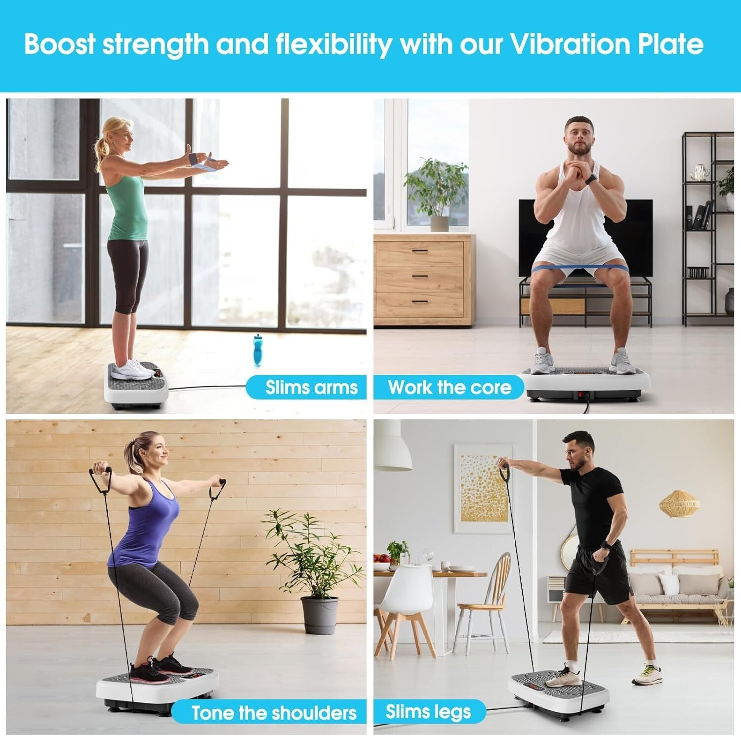Efficient Vibrating Plate for Home Workouts - 400 lbs Capacity & Non-Slip Design